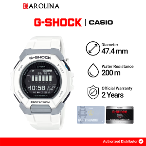 Jam Tangan Pria Casio G-Shock G-Squad GBD-300-7D Black Dial White Resin Band