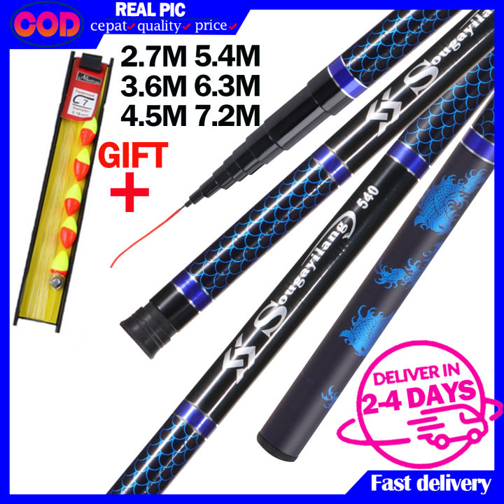 COD] Fishing Rod Ultralight Super Hard Hand Rod 2.7m-7.2m Portable