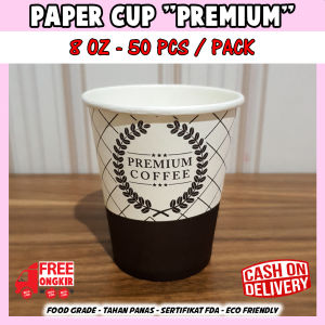 Paper Cup Premium Coffee  8 Oz / Tea Cup / Gelas Kopi / Gelas kertas / Paper Hot Cup (50 pcs)