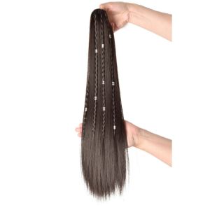 SUTONGXUE Bện xoắn Tóc giả kẹp tóc đuôi ngựa Phong cách dân tộc Tóc Giả bẩn Bím Tóc Thẳng Dài Thời trang Tây Tạng Tóc đuôi ngựa cao Phụ nữ