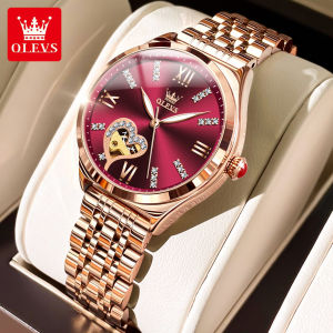 FCOLEVS Ladies Watch Automatic Mechanical Movement Waterproof Luminous Stainless Steel Strap Diamond Set Hollow Dial Casual Elegant Cute