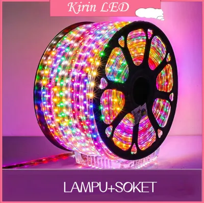 Lampu LED Strip Selang paket (RGB 1-30M+soket) 3528 2835 220V + AdaptorOutdoor Led Strip Agustus Lampu Hias