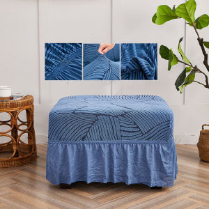 [Fast Shipping + High Quality] NEW Embossed velvet Skirt Footstool Cover Square Footstool Protection Elastic Fabric Sofa