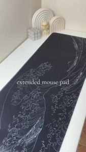 Large Gaming Mouse Pad Japan Black Sea Wave Mousepads With Non-Slip Rubber Base Mouse Mat 100x50 / 90x40 / 80x30cm