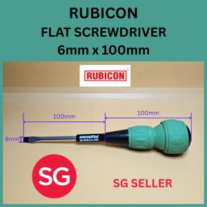 [SG READY STOCK] RUBICON FLAT MAGNETIZED SCREWDRIVER 6mm (width) x 100mm (length). PUNCH CUSHION GRIP SCREWDRIVER. High-Quality Slotted Screwdriver 100mm - Durable Hand Tool Accessory for Home Improvement