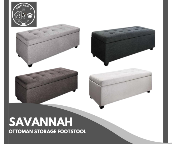 View of SAVANNAH MINIMALIST STORAGE FOOTSTOOL OTTOMAN FOR STYLISH LIVING ROOM ...