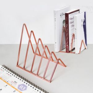 RTHRT Simple Multifunctional Magzine Holder Organizer Bookshelf Desk Storage Iron Book Stand Triangle Bookend Book Holder Record Rack