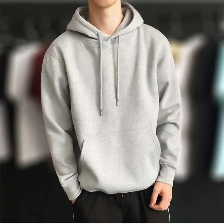Solid Color Long Sleeved Hoodie for Man New Versatile Youth Sweater Loose  Fitting Men's Oversized Sports Casual Top