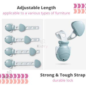 Children Safety Strap Locks Adjustable Length Baby Kids Cabinet Lock Adhesive Tape | Lock Keselamatan Kanak