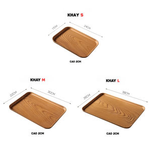 Combo khay nhựa vân gỗ decor quán cafe nhà hàng Zline Set 5 khay nhựa vân gỗ đựng đồ ăn trang trí chụp ảnh