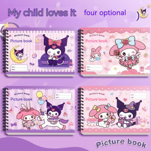 4 Books Kuromi Drawing Book Coil Blank Cartoon Drawing Book SketchBook 120Sheets Spiral Sketch Pad Art Painting Supplies