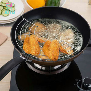 [Ready Stock+COD] Semicircle Oil Filtering Rack Oil Drip Filter Deep Frying Rack Stainless Steel With Hooks Oil Drain Rack