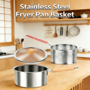 Stainless steel cookware set fryer basket glass lid milk pan soup pot non stick durable kitchen cooking