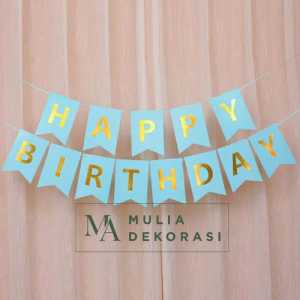 Bunting Flag Banner Tema Karakter 1 Set Happy Birthday Aksesoris Dekorasi Ulang Tahun Anak