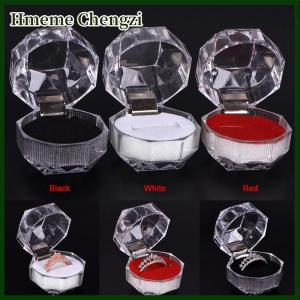 Hmeme Clear Acrylic Jewelry Gift Box for Ring Holder Wedding Engagement Present New