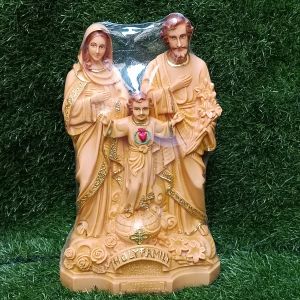 Tượng Thánh gia thất 40cm sơn màu nâu vàng chất liệu composite giả gỗ quà tặng công giáo