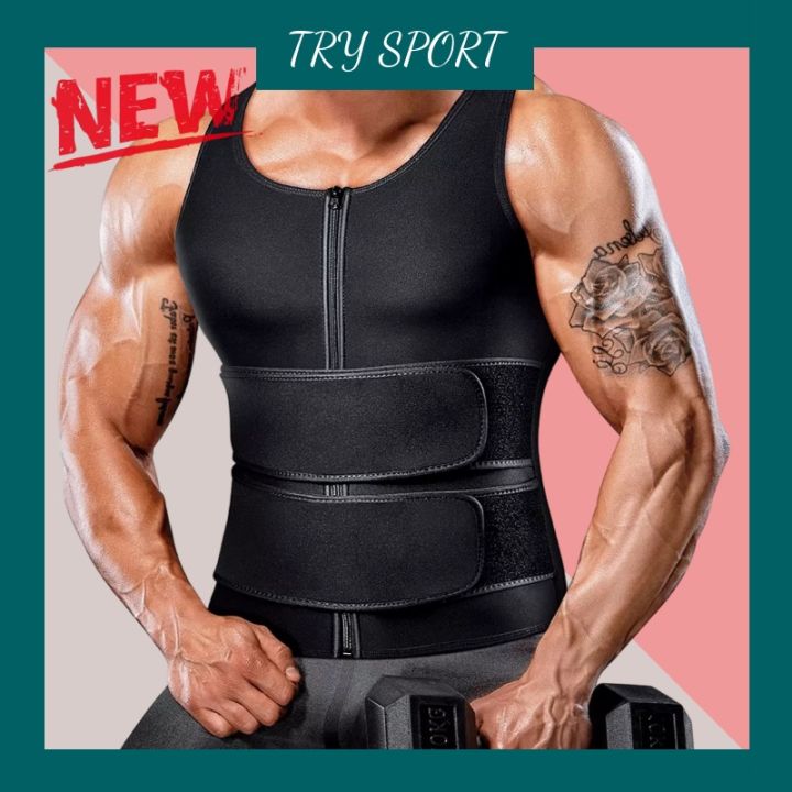 TRY Waist Trainer For Men Neoprene Sauna Zipper Vest Tank Top
