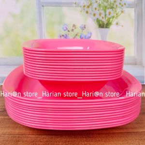 12 PCS 6 PIRING BESAR 9 INCH DAN 6 MANGKUK BESAR PELANGI TEBAL SUPERWARE