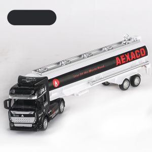 เด็กดึงกลับภาชนะโลหะผสมขนส่งรถบรรทุกขนาดใหญ่รถบรรทุกตู้คอนเทนเนอร์รถบรรทุกน้ำมันรถพ่วงของเล่นรุ่น