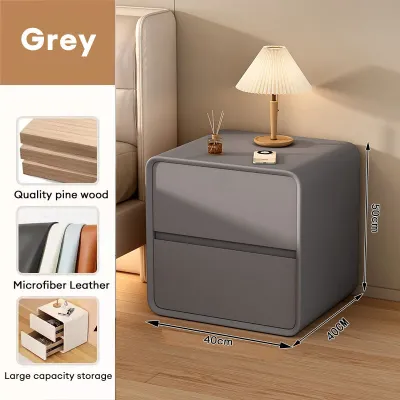 Solid Wood Bedside Table with Drawer White/Grey Storage Cabinet Side Table Bedside Cupboard For Home