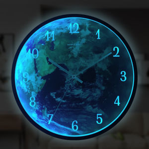 Minimalist Nordic Series LED Luminous Sound Control Earth Wall Clock Morden Home Living Room Simple and Fashion Creative Clocks 30x30cm