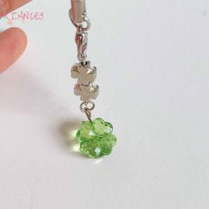 MIZ ห่วงโซ่ลูกปัดที่ทำด้วยมือรูปใบไม้สี่ใบพวงกุญแจหลากสี CCD จี้ตกแต่งโทรศัพท์มือถืออุปกรณ์เสริมเสน่ห์