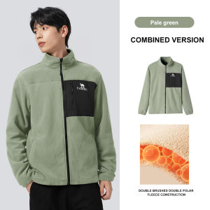 Cameljeans Mens Antistatic Polar Fleece Jacket Winter Plus Velvet Thickened Jacket