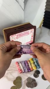 More styles/Wooden Piggy Bank Money Saving Coin Bank Saving Challenge Goal Tracker Christmas Gif