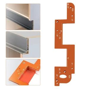 HUANG Muiti Size Adaptation Cabinet Door Slotted Template Aluminum Alloy Handle Free No Handle Slotting Mold Smooth Edges Trimmers Embedded Handle Slotting Template Wood Working Tool