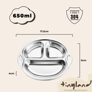 Stainless Steel Kids Plate Divided Baby Plates Toddler Plate BPA-Free Snack Container for Kids