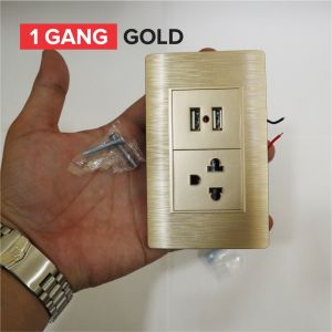 Premium Wall Socket w/ Dual USB Port Universal 1 2 Gang Fast Charging 2 way