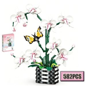 Flower building block set for ceremonies botanical collection rose bouquet jigsaw puzzle educational toy gift for girls holiday gift.