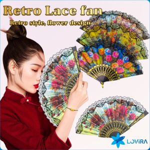 LoviRa Lace Silk Folding Fan Dance Fan Portable Folding Gifts Fans