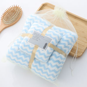 ZMJ-01 [สีพื้น]ชุดผ้าเช็ดตัวขนเป็ด ผ้าเช็ดตัว ผ้าเช็ดผม ของรับไหว้ ของขวัญ งานแต่ง งานบุญ มีถุงแก้ว ขนาด 140x70 70x35 ซม