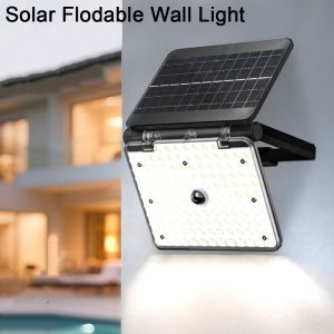 CEMOMEF Flodable Solar LED Light Human Body Sensing Solar Powered Outdoor Wall Light Multifunctional Waterproof Solar Garden Lamp Courtyard