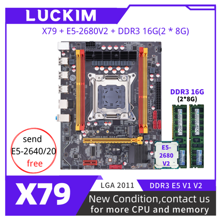 X79 Motherboard LGA 2011 Set Kit With Intel Xeon E5 2680V2 CPU 16GB(2