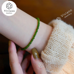 Viviann Original Mini Chrysoprase Beads 14K Gold Fine Section Light Luxury Senior Bracelet For Women Women Crystal Beads Bracelet For Girls Jewelry Accessories Bangle