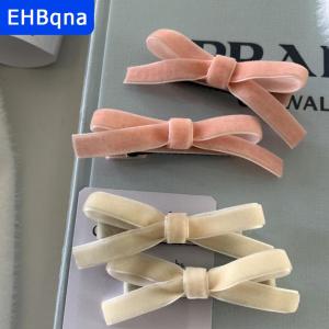 [COD] EHBqna SPORTS คลิปหนีบผมรูปโบว์ผ้ากำมะหยี่สไตล์เกาหลีสีทึบสไตล์วินเทจ2ชิ้นกิ๊บด้านข้างน่ารักกิ๊บหนีบผมสุดเท่สำหรับเด็กผู้หญิง