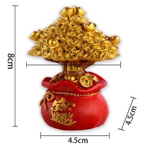 Chinese Feng Shui Lucky Charm Money Tree Red Money Pao Decor Charm Tree Cabinet Craft Plants Gift Stone Decorations