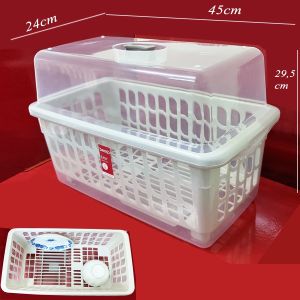 Bộ rổ giá kệ úp ly chén dĩa có nắp kiểu thon dài gọn của Thái Lan. 45x24cm cao 295cm. B2401