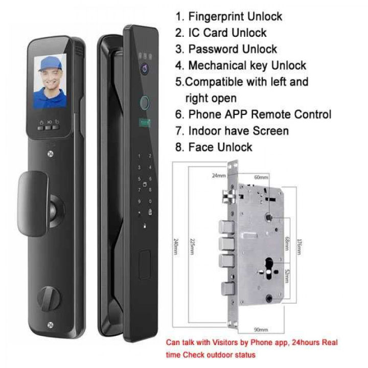 Smart Door Lock Face Recognition Fingerprint Password Key Card - A-X-10 ...