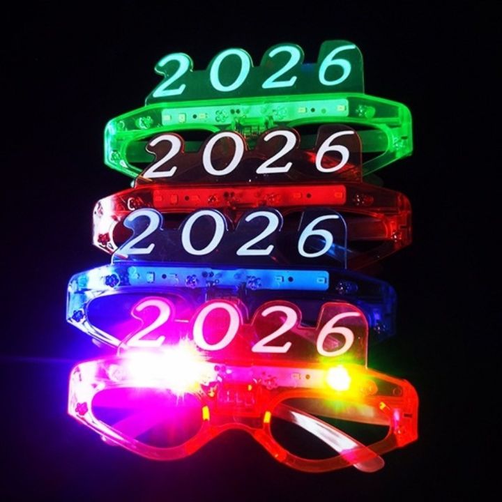 POUEVE LED Glow 2026New Year Glow Glasses Number Letter Square/Love ...