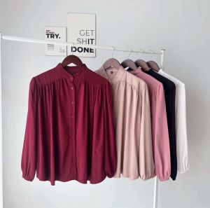 AMENA Blouse Kemeja Wanita Rayon Twill Premium Oversize | Korean Style Casual Kantoran Adem Elegan Trendy 2025