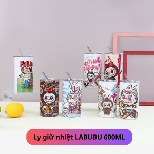 Ly giữ nhiệt cute hình LABUBU  Cốc  giữ nhiệt cute hình LABUBU dung tích 600ml chất liệu inxo 304 kèm ỐNG HÚT happy