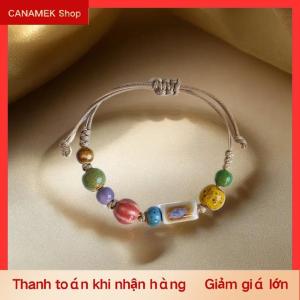 CS Handmade trắng sao Claw gốm Vòng đeo tay có thể điều chỉnh Boho đồ trang sức dân tộc món quà độc đáo