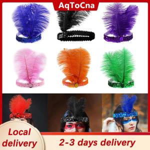 [COD] AqToCna Ship within 24 hours Sequins Feather Crystal Headband Indian Feather Headdress Holiday Party Indian Hairband Fashion Women Hair Accessories