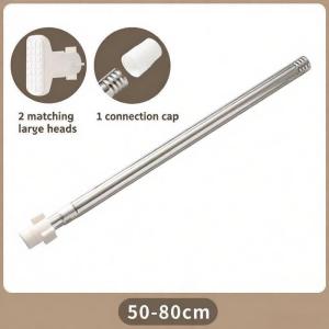 No Drilling Stainless Steel Telescopic Connecting Rod Adjustable Extendable Support Rod with Detachable Matching Head & Connecting for Closet Shower Curtain Clothes Hanging Organizer