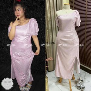 ML1002 เดรสออกงาน #สาวพลัสไซส์ งานผ้ากากเพชรกลิตเตอร์  ‘สาวอวบ’ ยืดหยุ่นดีมาก มีซับใน Dress Women