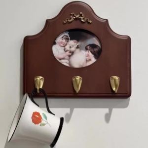 xpkQ European Retro Key Hooks Behind Door Decoration Painting Hooks Solid Wood Wall-mounted Hook Luxury Artistic Home Storage M2Y9R