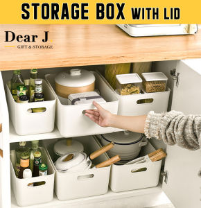 Storage Box With Lid/space savers/living room organizer/kitchen bathroom storage JP [Dear J]